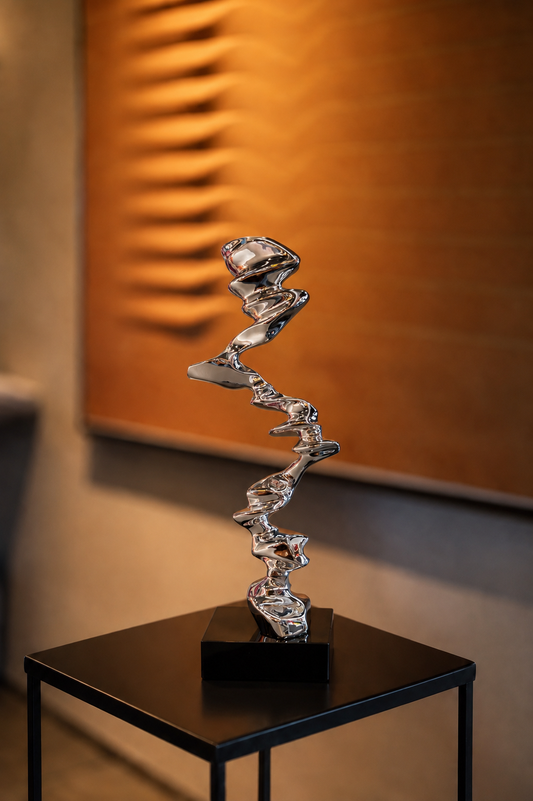Irregular Tall Chrome with Black Marble Base
