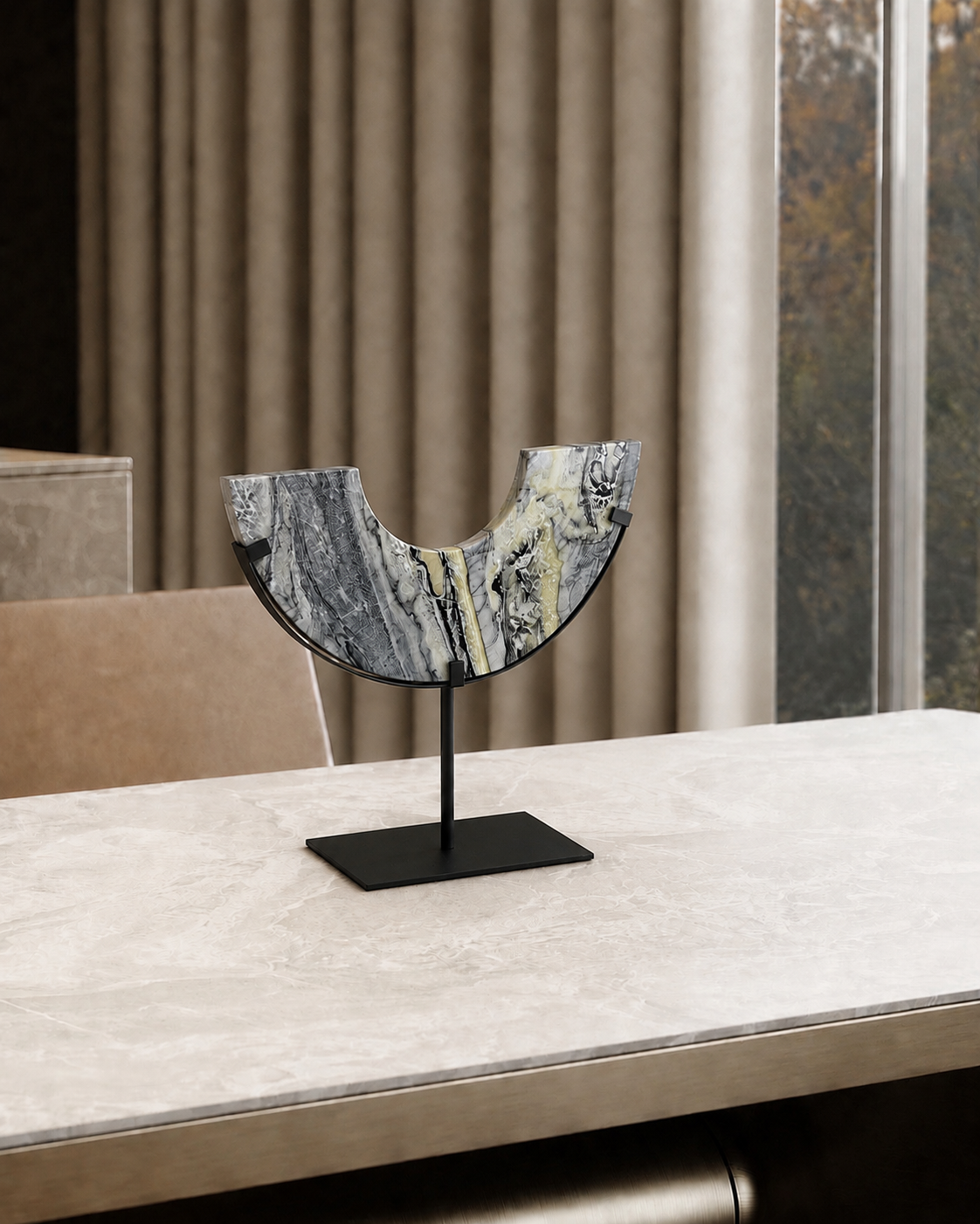 Half Moon Marble Ornament 30cm