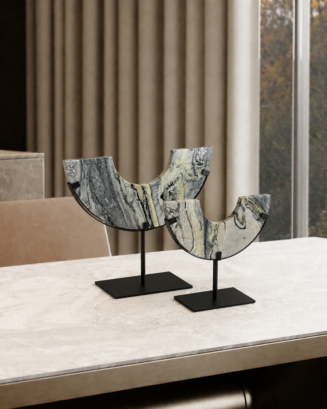 Half Moon Marble Ornament 30cm