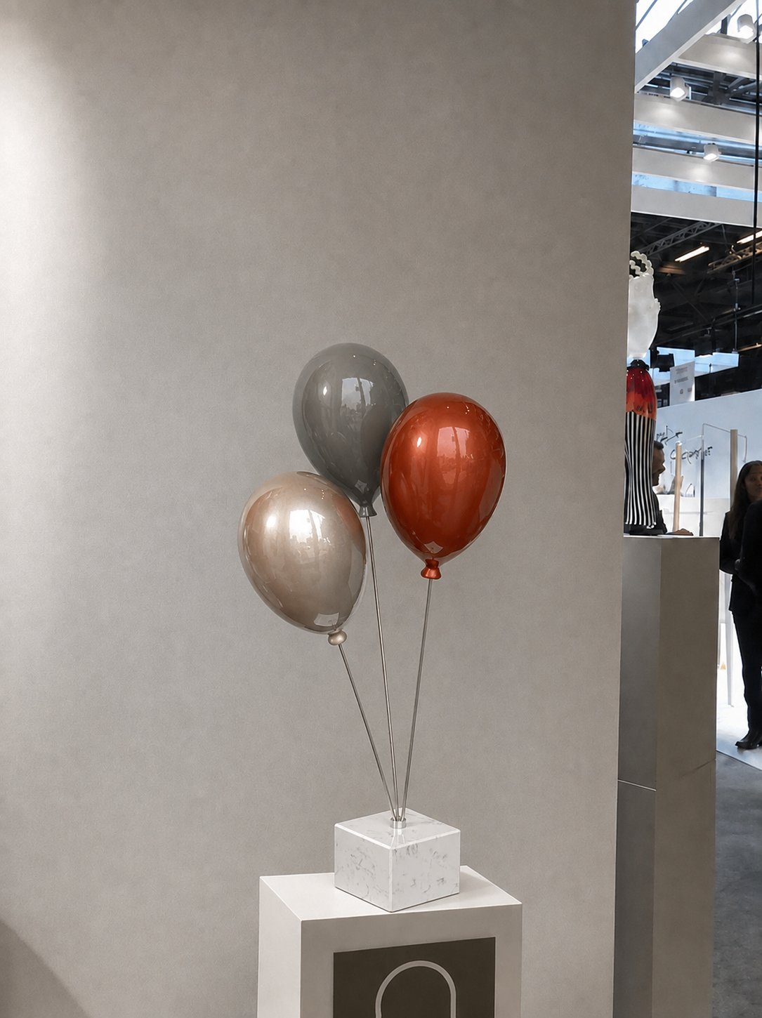 Trio Balloons On a Marble Base 83cm