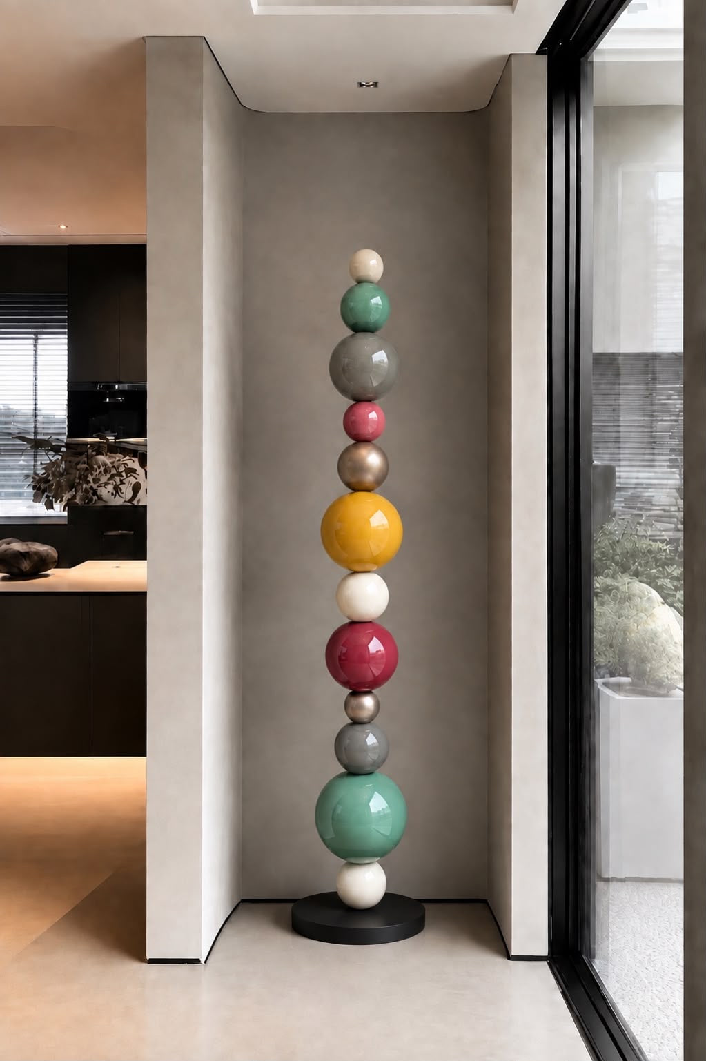 Sphere Stacking 180cm - Wooden Base