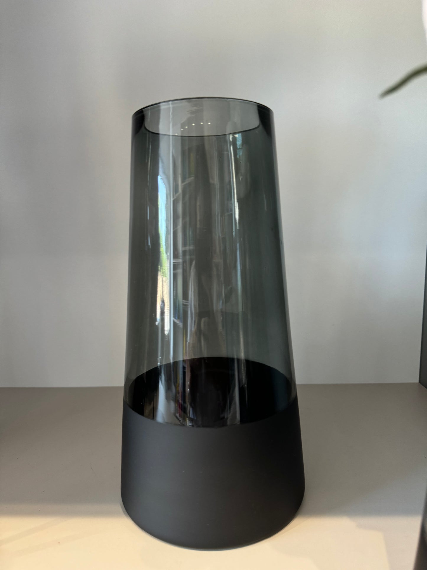 Half Frosted Black Glass Vase - set of 2